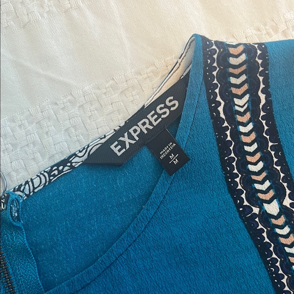 Express Teal Dress with Embroidered Detail